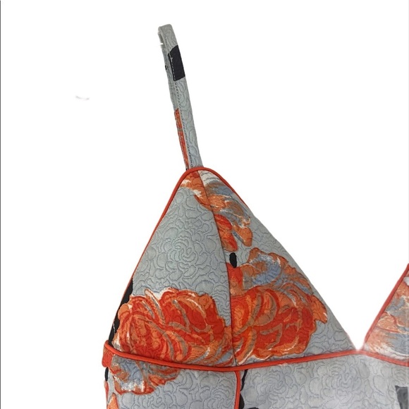 MINKPINK Blue and Orange Floral Structured Top Size Small - Picture 4 of 10